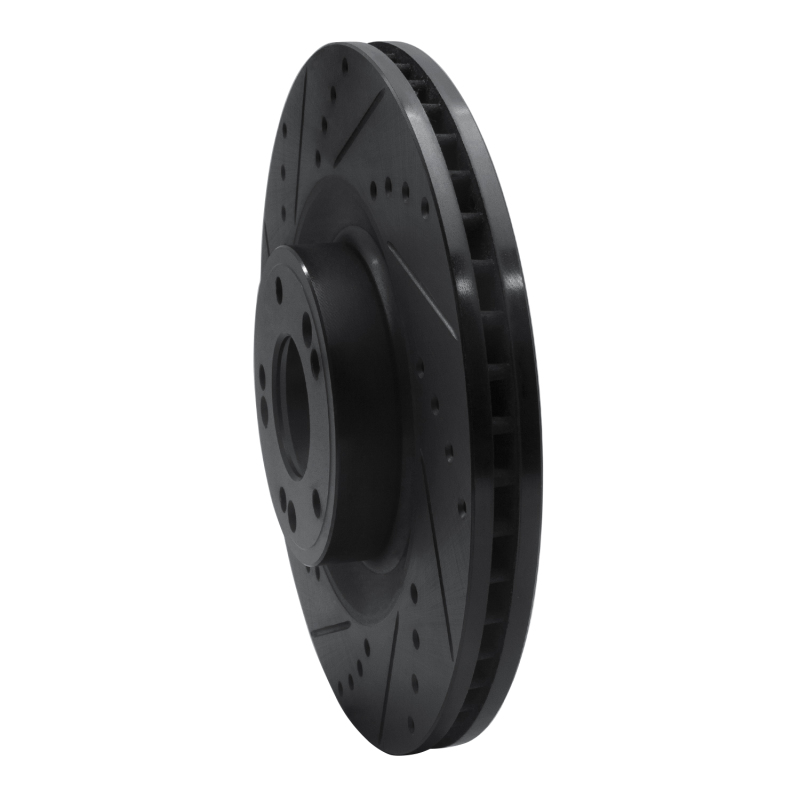 Genesis G80 Brake Rotor (1) - Front Left - R1 Concepts - Drilled & Slotted - Black - `11-`17